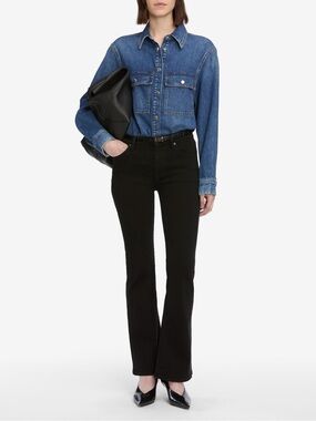 FRAME The Icon Mid Rise Flare Jeans Black Size 31 NWT